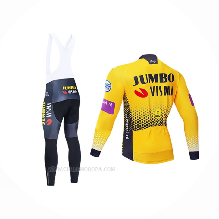 2019 Ropa Ciclismo Jumbo Visma Amarillo Negro Mangas Largas y Culotte Lunga